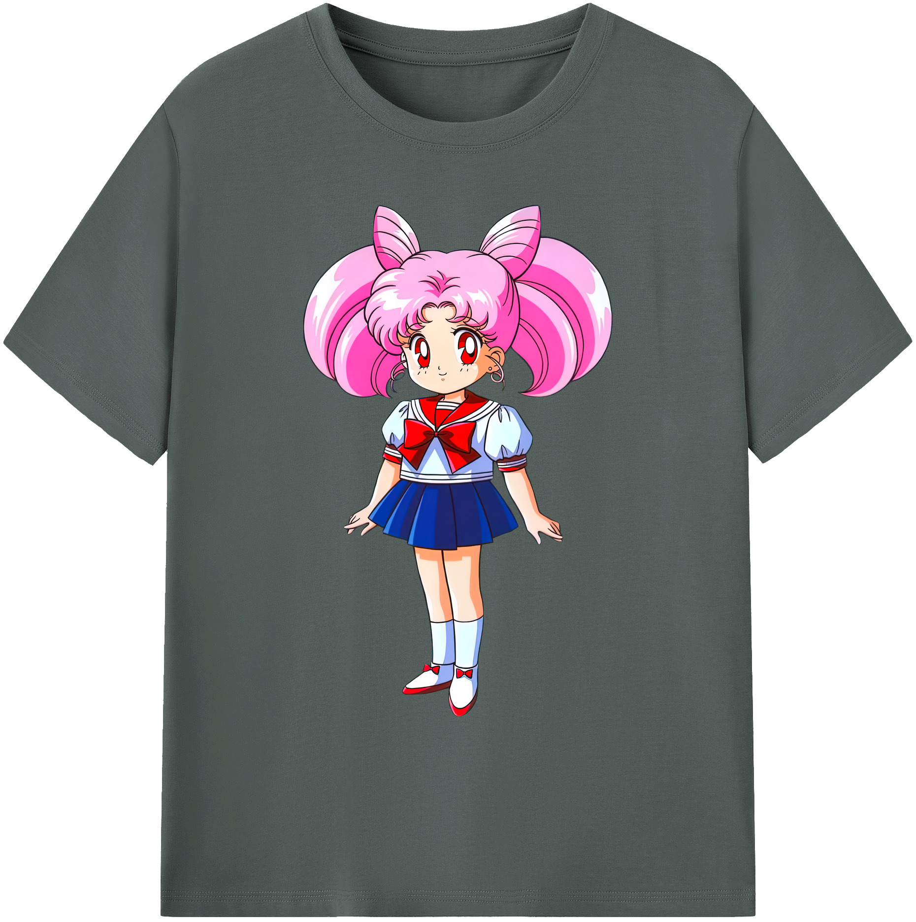 （画像用） 美少女戦士セーラームーン ちびうさ Sailor Moon Chibiusa Tsukino Usagi Small Lady Serenity 綿100％ メンズ半袖Tシャツ｜肌触りやわらか＆通気性